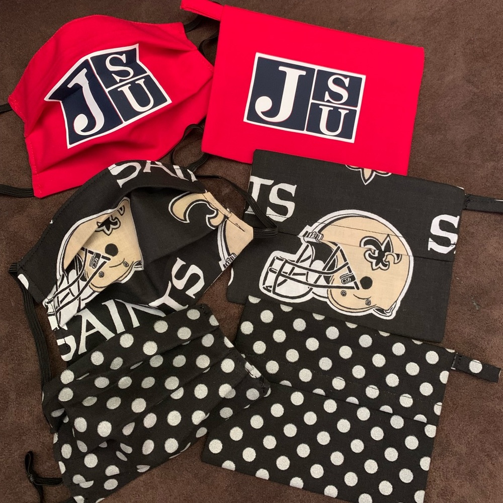 Hand sewn face mask & face mask pouches